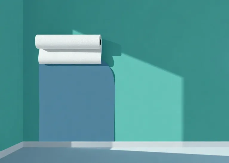 Pose de papier peint, rouleau et brosse à maroufler